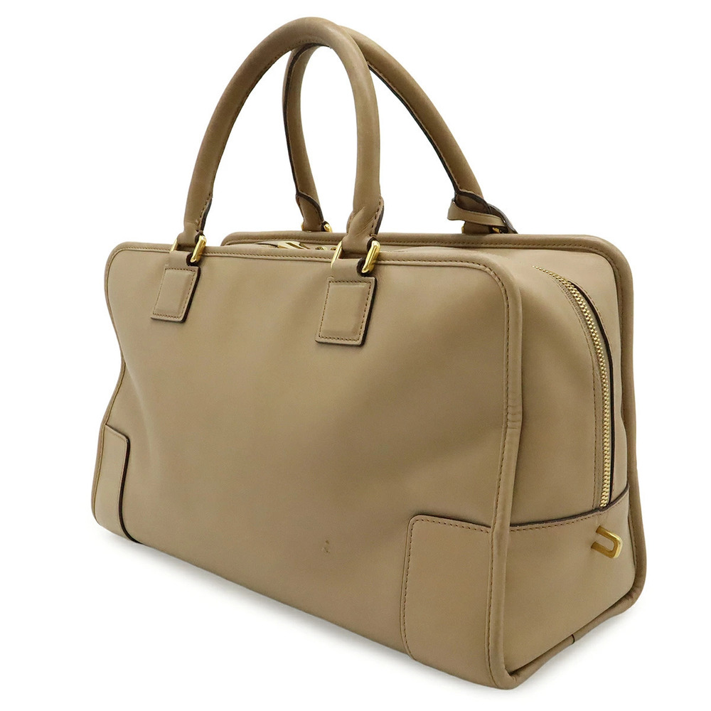 Loewe Anagram Cream Leather Boston Handbag Bag Amazona Beige Cream Tan